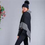 Black and Ivory Double Layer Cashmere Poncho