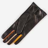 Black Cashmere Leather Gloves with Neutral Toned Detail