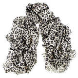 Supersize Black Leopard Print Cashmere and Silk Shawl