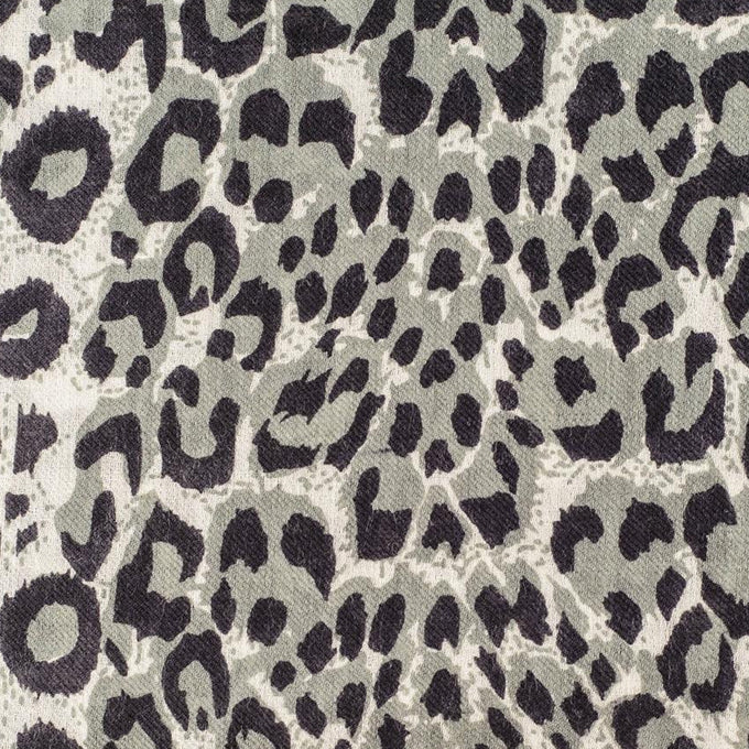 Supersize Black Leopard Print Cashmere and Silk Shawl
