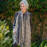 Black Leopard Print Cashmere and Silk Scarf