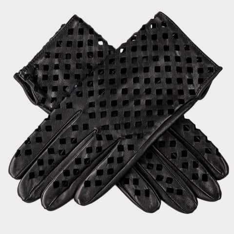 Italian Black Cut-Out Gloves - Unlined