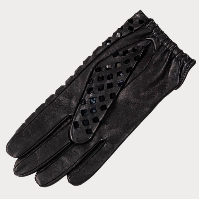 Italian Black Cut-Out Gloves - Unlined