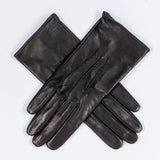 Black Silk Lined Italian Leather Gloves