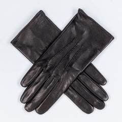 Black Silk Lined Italian Leather Gloves