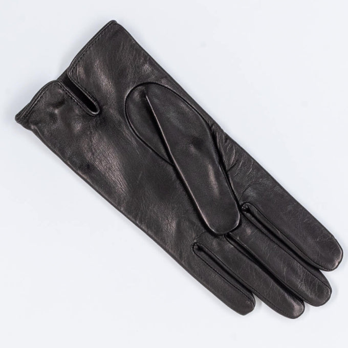 Black Silk Lined Italian Leather Gloves