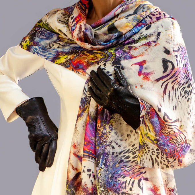 Black Silk Lined Italian Leather Gloves