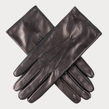 Ladies Black Touch Screen Leather Gloves
