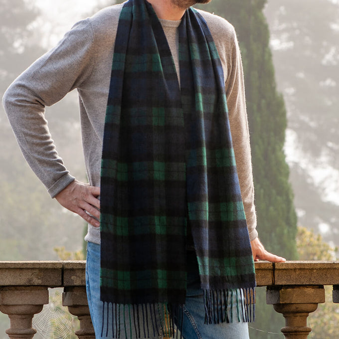 Black Watch Tartan Cashmere Scarf