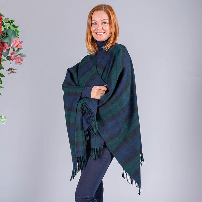 Black Watch Tartan Merino Wool Cape