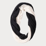Black and Ivory Double Sided Long Cashmere Snood