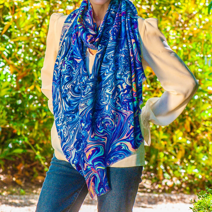 PRE ORDER: The Kaleidoscope Quartet- Blue Heaven Cashmere and Silk Wrap