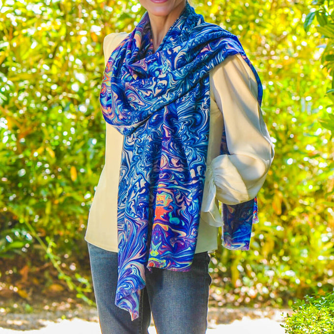 PRE ORDER: The Kaleidoscope Quartet- Blue Heaven Cashmere and Silk Wrap
