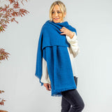 Super Luxe Celestial Blue Basket Weave Cashmere Shawl