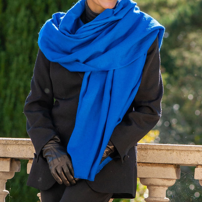 Cobalt Blue Handwoven Cashmere Shawl