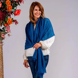 Blue Gossamer Cashmere Shawl & Cashmere Slouch Beanie Set