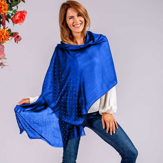 Swarovski Sapphire Blue Cashmere and Silk Wrap