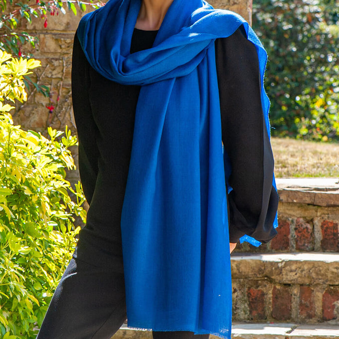 Sapphire Blue Cashmere and Silk Wrap