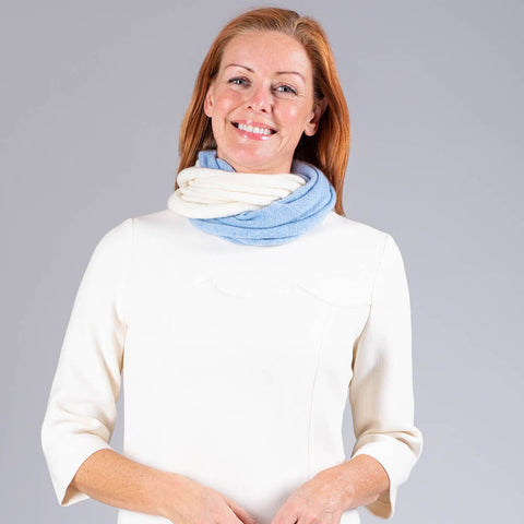 Baby Blue and Vanilla Cashmere Snood