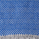Deluxe Royal Blue and Grey Herringbone Cashmere Scarf