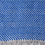 Deluxe Royal Blue and Grey Herringbone Cashmere Scarf