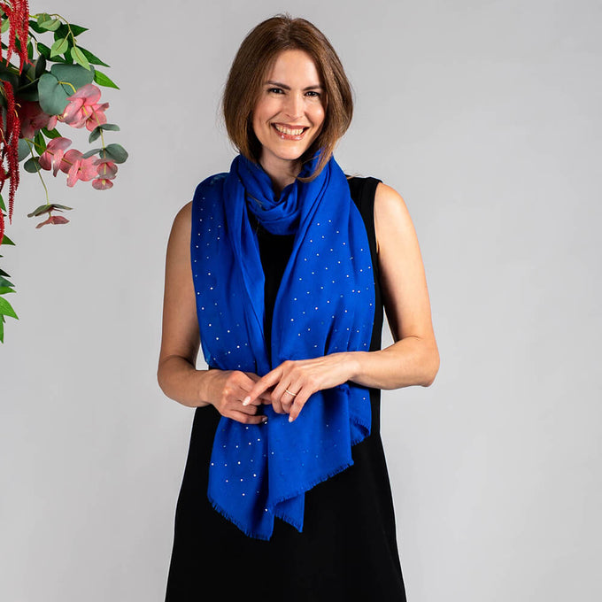 Swarovski Sapphire Blue Cashmere and Silk Wrap