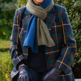 Olive & Cobalt Double Faced Italian Cashmere Scarf