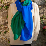 Emerald to Sapphire Cashmere and Silk Oversize Wrap