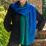 Emerald to Sapphire Cashmere and Silk Wrap