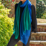 Emerald to Sapphire Cashmere and Silk Wrap