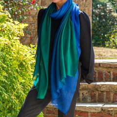 Emerald to Sapphire Cashmere and Silk Wrap