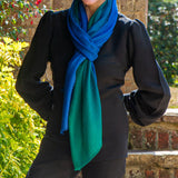 Emerald to Sapphire Cashmere and Silk Wrap