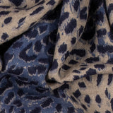 French Blue Leopard Print Pashmina Cashmere Shawl