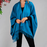 Oceanic Blue Merino Wool Cape