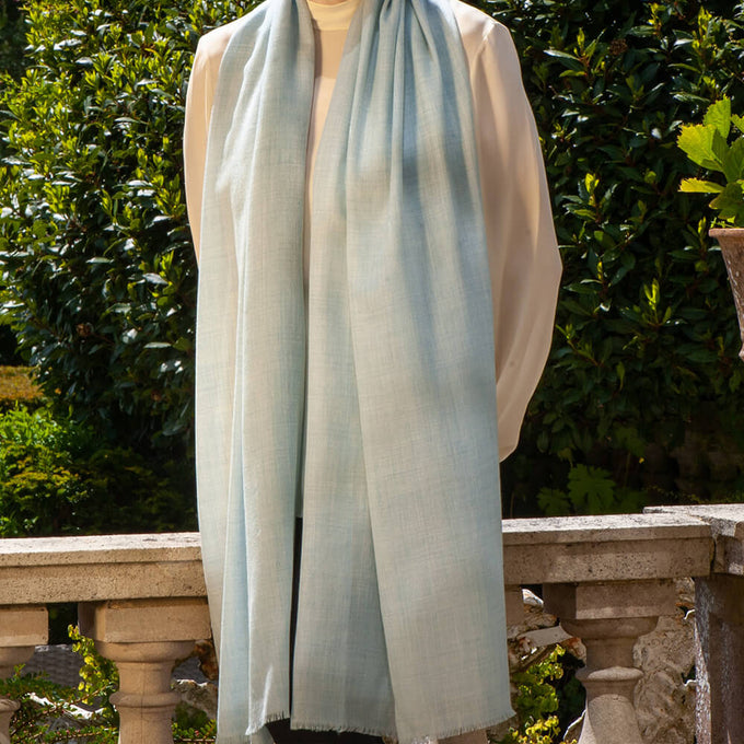 The Tonal Shades - Blue Mist Cashmere and Silk Wrap