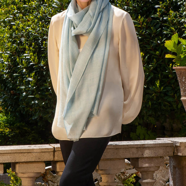The Tonal Shades - Blue Mist Cashmere and Silk Wrap
