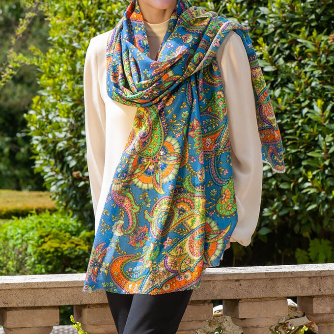 PRE ORDER: The Liberty ‘Florence Melody Trilogy - Blue Cashmere and Silk Wrap