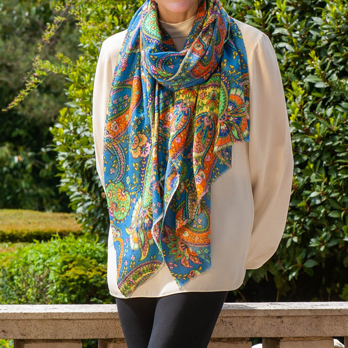 PRE ORDER: The Liberty ‘Florence Melody Trilogy - Blue Cashmere and Silk Wrap
