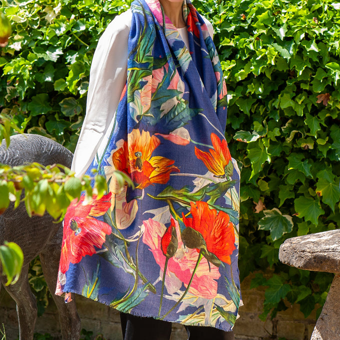 PRE ORDER - The Botanical Quartet - The Poppy Cashmere and Silk Wrap