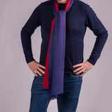 Classic Navy to Burgundy Fine Wool and Silk Scarf