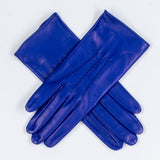 Blue Silk Lined Italian Leather Gloves