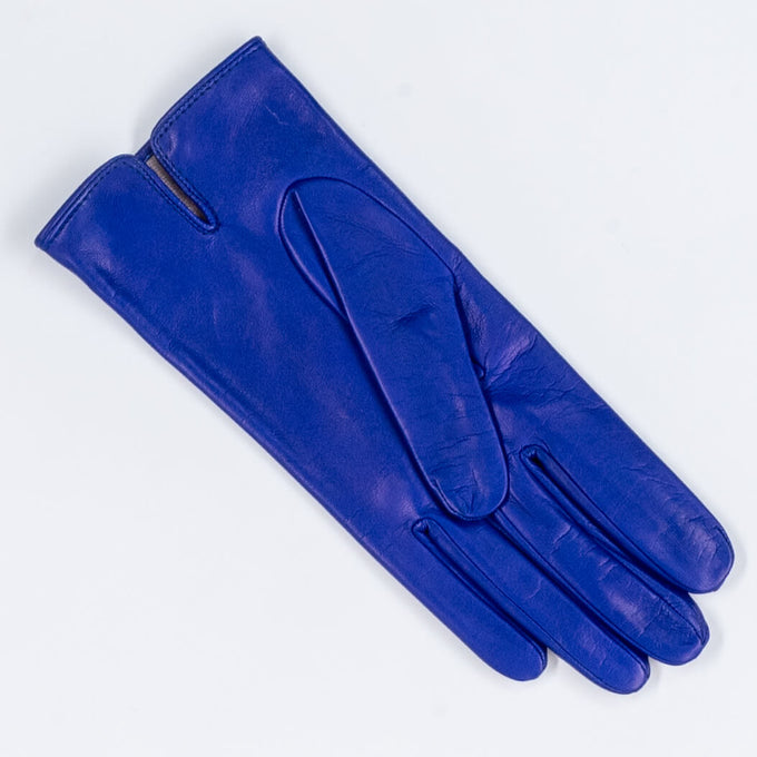 Blue Silk Lined Italian Leather Gloves
