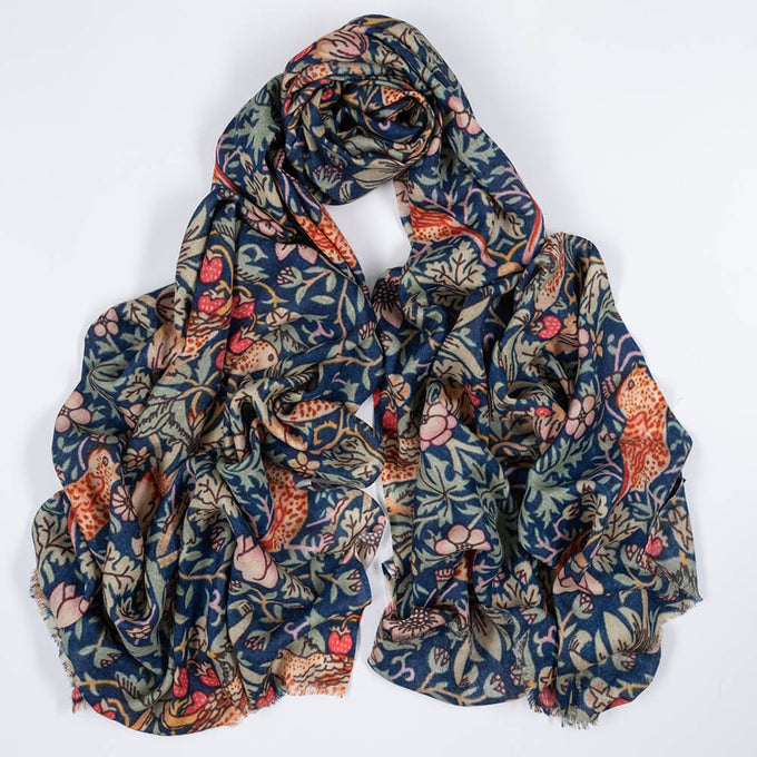 PRE ORDER: The Liberty ‘Strawberry Thief’ Quartet-Blue Cashmere and Silk Wrap