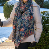 PRE ORDER: The Liberty ‘Strawberry Thief’ Quartet-Blue Cashmere and Silk Wrap