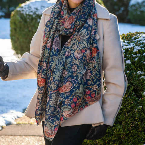 PRE ORDER: The Liberty ‘Strawberry Thief’ Quartet-Blue Cashmere and Silk Wrap