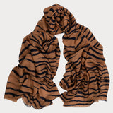 Caramel Zebra Print Cashmere and Silk Wrap