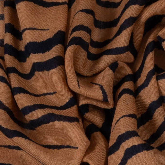 PRE ORDER: Caramel Zebra Print Cashmere and Silk Wrap