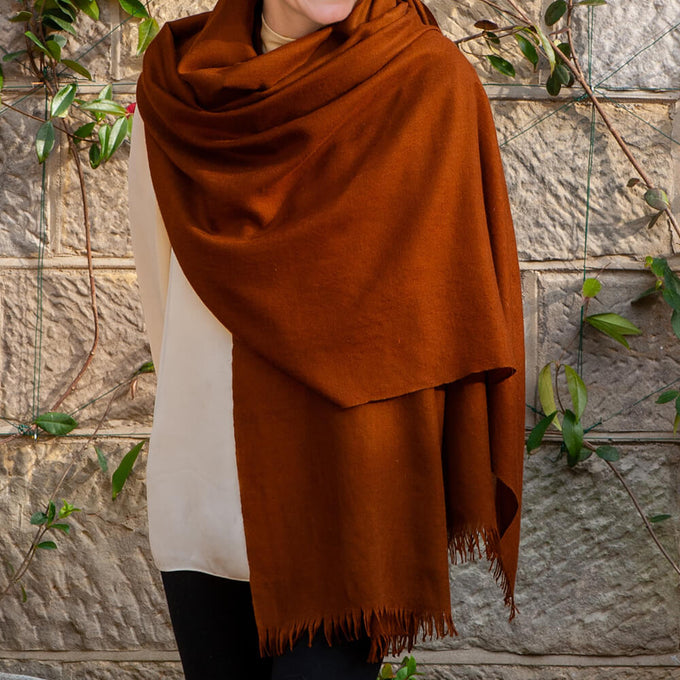 Autumn Brown Pashmina Cashmere Ring Shawl