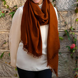Autumn Brown Pashmina Cashmere Ring Shawl