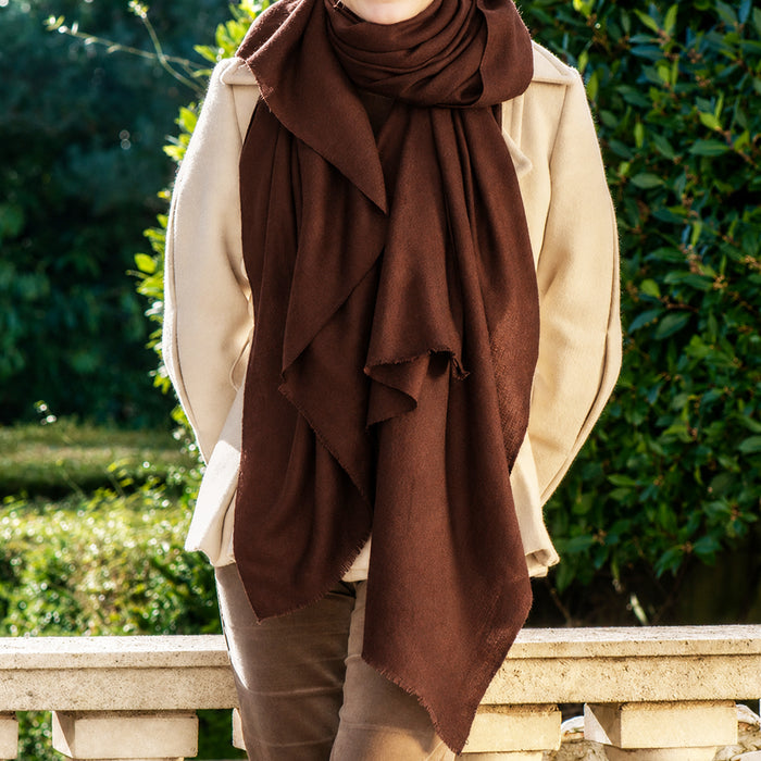 Chocolate Brown Cashmere and Silk Oversize Wrap